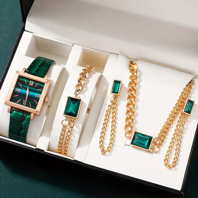 COMBO RELOJ QUERENCIA ´VERDI´  DE CUARZO Y JOYERIA