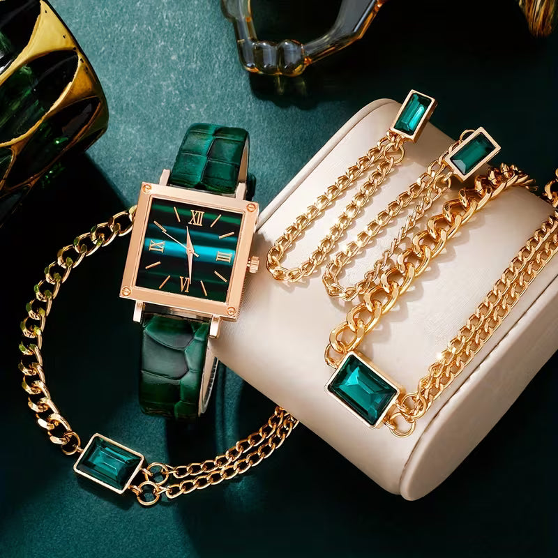 COMBO RELOJ QUERENCIA ´VERDI´  DE CUARZO Y JOYERIA