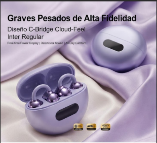 AURICULARES ¨QUERENCIA POP¨ CLIP CON CARAVANAS COLOR PURPURA