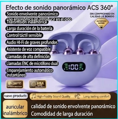 AURICULARES ¨QUERENCIA POP¨ CLIP CON CARAVANAS COLOR PURPURA