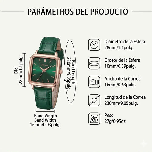 COMBO RELOJ QUERENCIA ´VERDI´  DE CUARZO Y JOYERIA