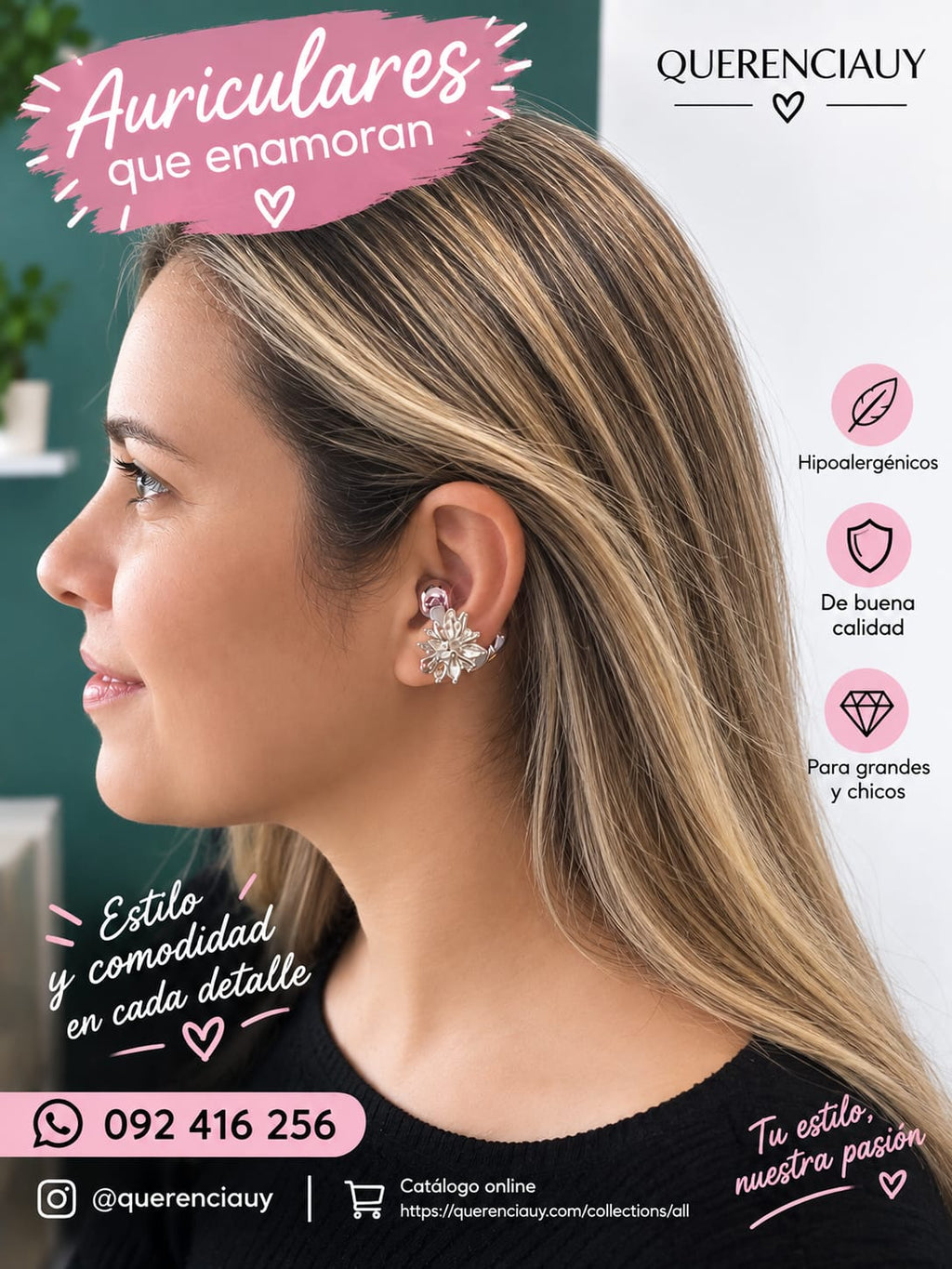 AURICULARES ¨QUERENCIA POP¨ CLIP CON CARAVANAS COLOR PURPURA