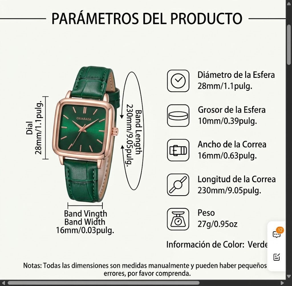 COMBO RELOJ QUERENCIA ´VERDI´  DE CUARZO Y JOYERIA